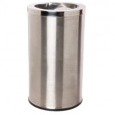 Thùng rác inox tròn công cộng có gạt tàn thuốc lá